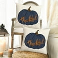 thumbnail image 3 of Blue Pumpkin Pillow Cover 18x18 Inch Thankful Throw Pillow Covers Outdoor Decorative Autumn Pillow Case for Fall Thanksgiving Halloween Home Decor Pillow Case for Couch Sofa, 3 of 6