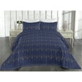 thumbnail image 2 of Ambesonne Art Deco Quilted Bedspread Set 3 Pcs, Navy Simple Vintage Motif, King, Navy Blue and Sand Brown, 2 of 4
