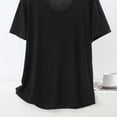 thumbnail image 6 of Women's Solid Thin Crew Neck Short Sleeve Sleep T-Shirt, Soft Elastic Basic Layering Blouse, Casual All Season Daily Indoor Home Loungewear | TruHer,Black L, 6 of 6
