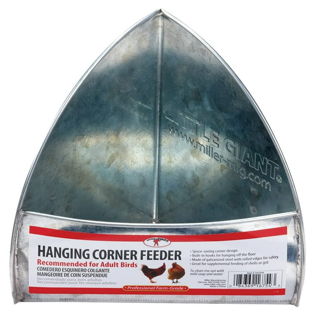 Miller Manufacturing Company Hanging Corner Chicken & Poultry Feeder, Steel