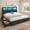 Black&King Size, variant on Queen Size Bed Frame with Storage Headboard and 4 Drawers, Wooden Upholstered Platform Beds with Charging Station and LED Lights, Metal Slats, No Box Spring Needed, Black