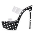thumbnail image 2 of YDN Women Platform Stiletto Thin High Heel Mules Double Clear PVC Straps Slip On Pumps Sexy Slippers Dressy Party Prom Slides Sandals Shoes Size 14 Black Polka Dots, 2 of 4