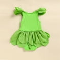 thumbnail image 4 of ZEHJUHAN Baby Newborn Solid Color Halloween Elf Bodysuit Sleeveless Lace Floral Bubble Romper Green，1-3M, 4 of 7