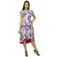 thumbnail image 3 of Bimba Women's Newspaper Print Asymmetrical Shift Dress Boat Neck Dress, 3 of 8