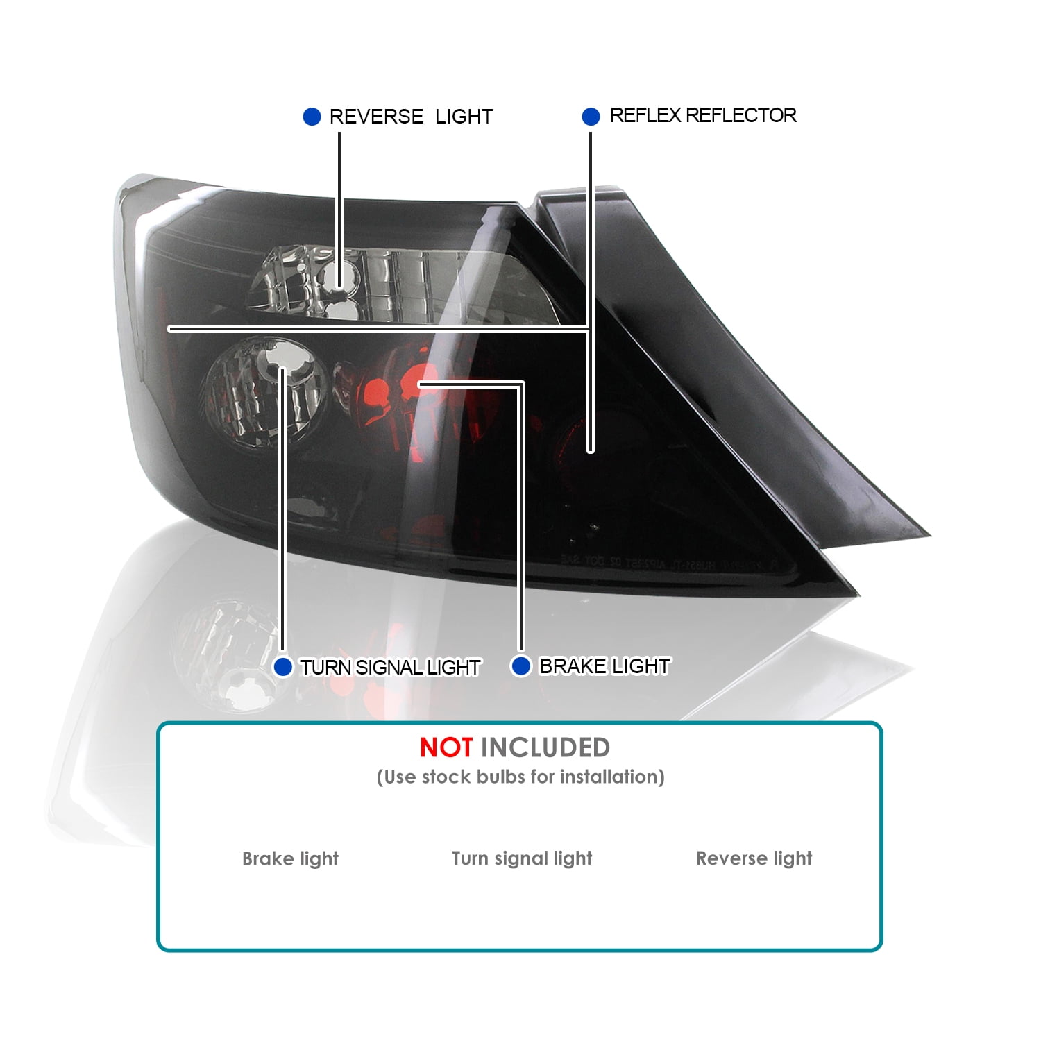 Spec-D Tuning Black Smoke Tail Lights Compatible with 2006-2011 Honda Civic Coupe 2 Door, Left + Right Pair Assembly