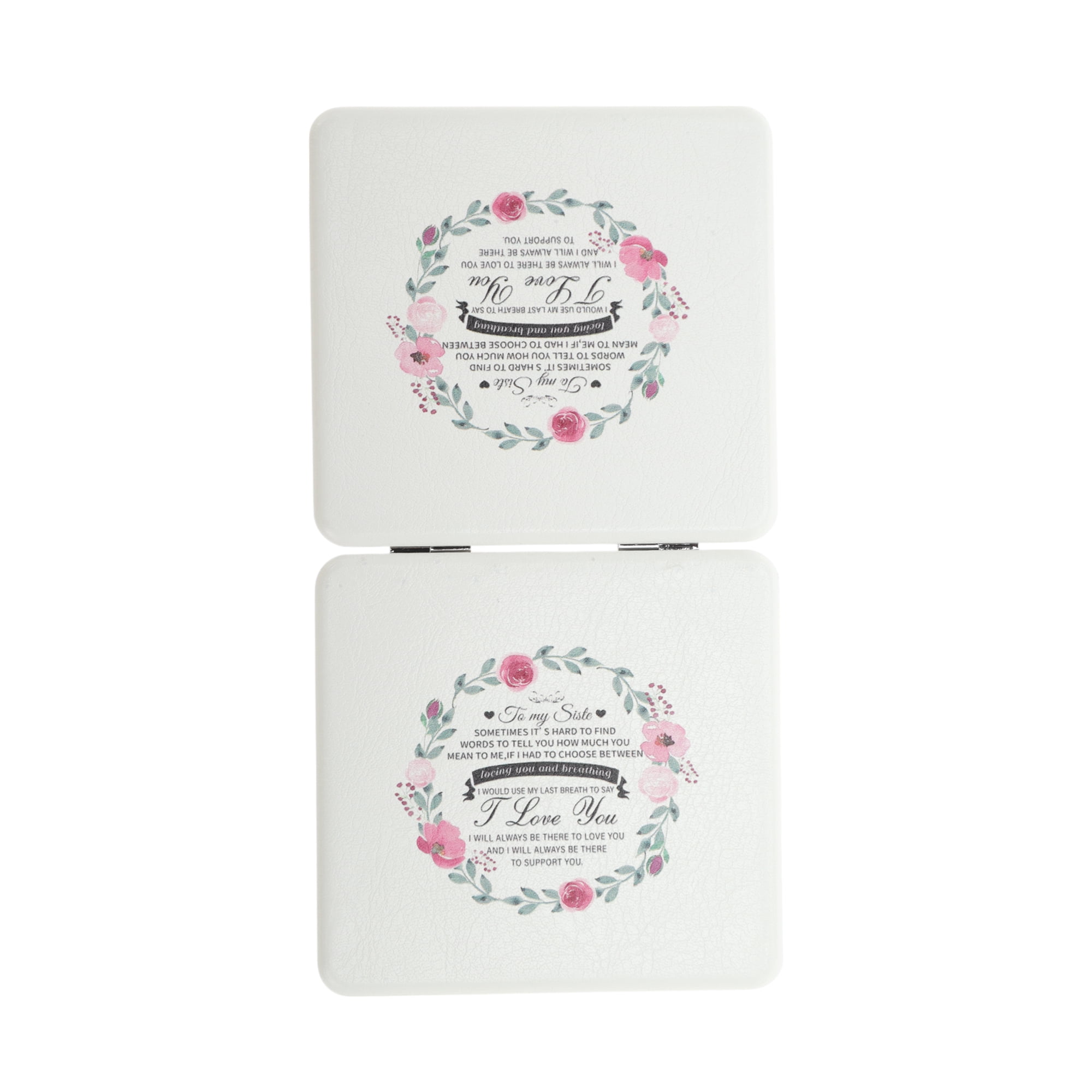 Unique Bargains Women Portable Square Shape Handheld Mirror for Travel White 1 Pc