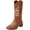 Brown, variant on Cowboy Boots for Women's Mid Calf Cowgirl Western Shoes Sunflower Embroidery Stitched Square Toe Low Heel Ankle Boot