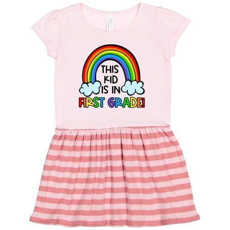 

Inktastic This Kid is in 1st Grade Cute Rainbow and Clouds Gift Toddler Girl Dress