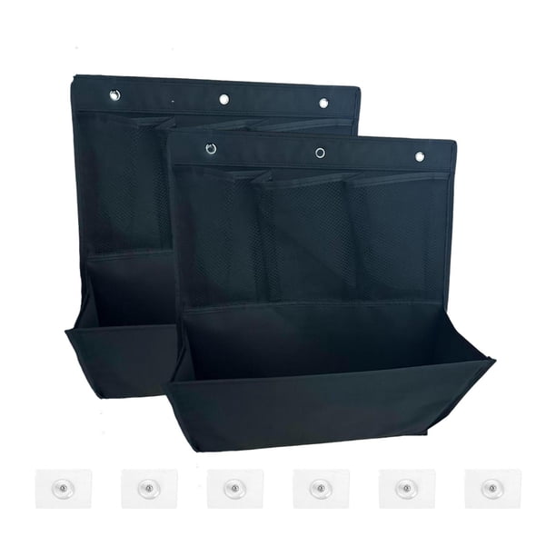 Bolsa de almacenamiento colgante que ahorra espacio, plegable, de tela Oxford, color negro, organizador de pared para baño, guardería, juguetes, 2x
