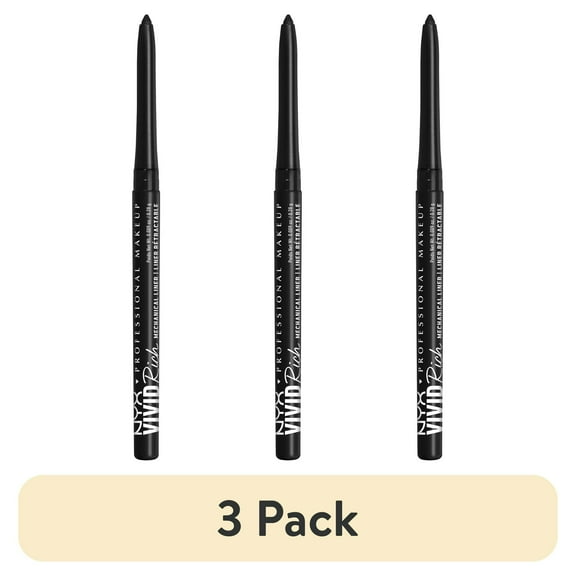 (3 pack) NYX Professional Makeup Vivid Rich Mechanical Eyeliner Pencil, Always Onyx