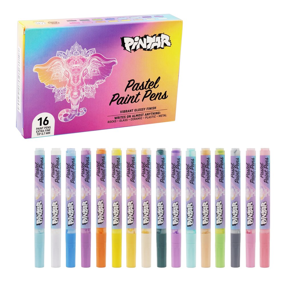 Pintar Acrylic Pastel Paint Pens 0.7mm Ultra Fine Tips, 16 Vibrant