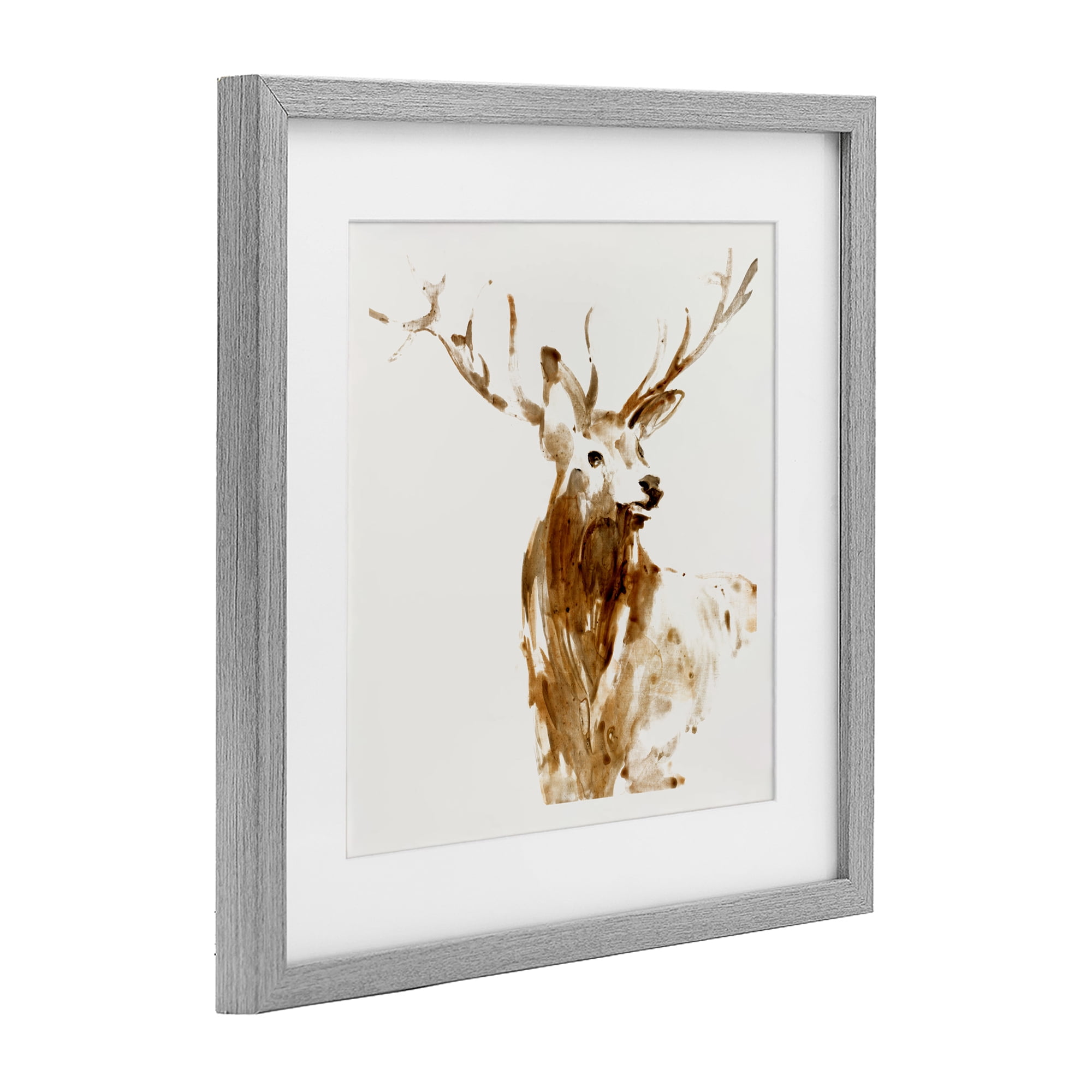 Stupell Industries Deer Portrait Head Shot Gray Framed Print Under Glass, design by Lorenzo Collective