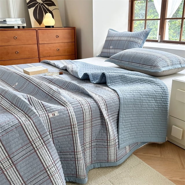 Funda de cama acolchada de algodón, sábana acolchada de algodón de tres piezas con diseño floral, costura de tatami para cama de cuatro estaciones