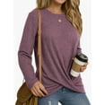 thumbnail image 2 of OALUXE Long Sleeve Shirts for Women Dressy Casual Tunic Tops Crewneck Front Twist Blouses, 2 of 7
