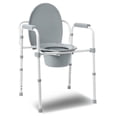 thumbnail image 3 of 3-in-1 Bedside Commode Chair with Elongated Seat – Steel Folding Frame, 7.5 QT Bucket, 350 lb Weight Capacity, Clip-On Toilet Seat, Bathroom Safety Aid for Seniors, Tool-Free Assembly, 3 of 6