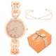 thumbnail image 1 of Conjunto de pulsera de reloj para mujer y niña, elegante reloj de cuarzo de aleación de aleación, conjunto de pulsera de joyería de oro rosa, 1 of 5