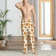 thumbnail image 5 of Uemuo Yellow Biscuit Pattern Men's Wide Leg Palazzo Lounge Pants with Pockets Light Weight Loose Comfy Casual Pajama Pants-Medium, 5 of 9