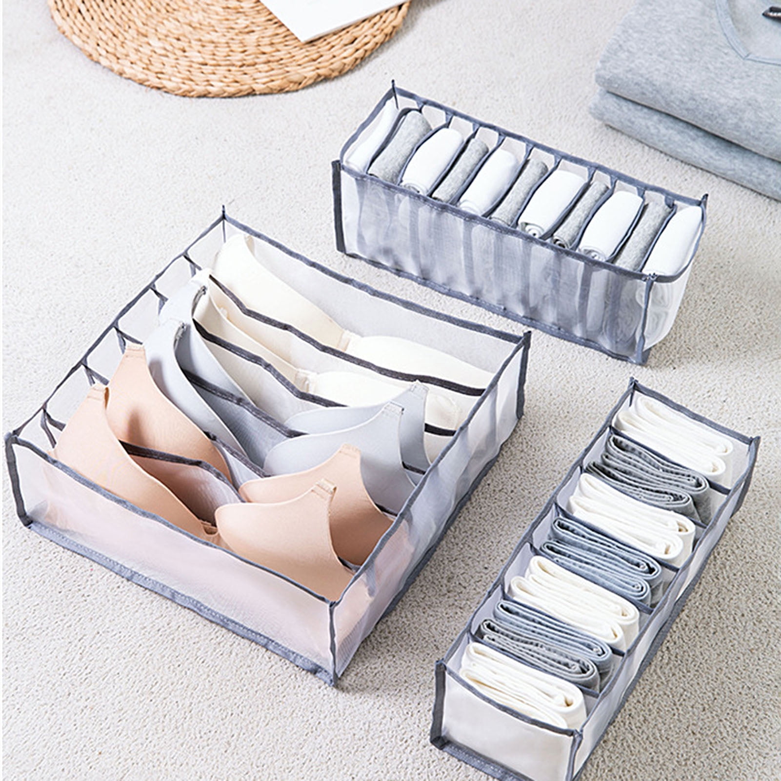 Honrane 3Pcs/Set Foldable Home Scarf Sock Bra Underwear Storage