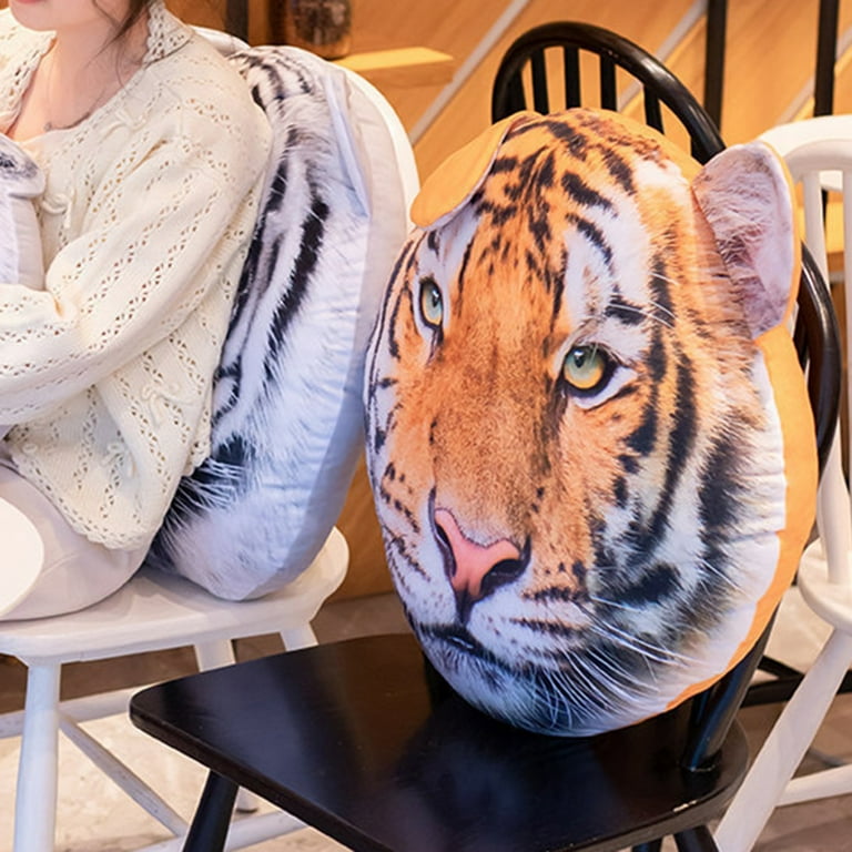 Vivid Tiger Pillow Skin friendly Breathable Fine Workmanship Decor Stuffed Tiger Pillow for Home