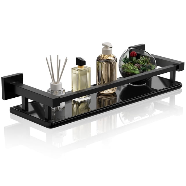 Estante de Vidrio para Baño Alise Negro Mate 41 cm de Vidrio Templado