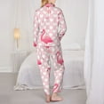 thumbnail image 5 of Kll Cute Flamingo With Heart Print Women'S Long Sleeve Pajamas With Pants Sleepwear Loungewear 2 Set-X-Large, 5 of 9