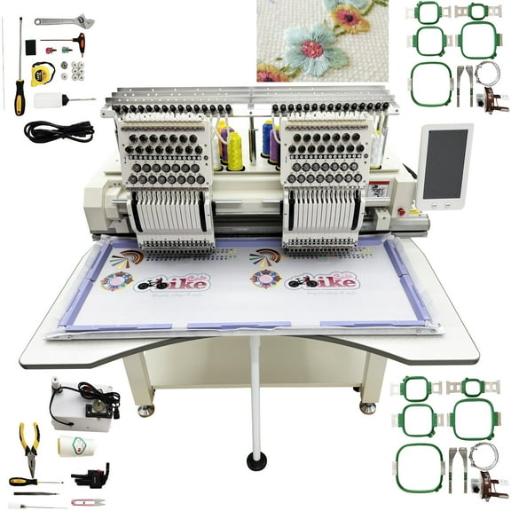 400*500MM 2 Heads Embroidery Machine Hat Garment Flat Embroidery Fully Automatic 110V-220V