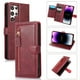 thumbnail image 2 of Detachable Magnetic Zipper Wallet Leather Case Cash Pocket With 5 Card Slots Holder Wrist Strap Removable Cover For Samsung Galaxy S22 Ultra, 2 of 4