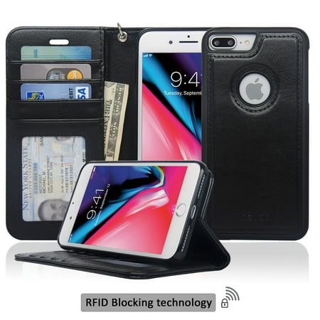 Navor Auto Align Magnetic Detachable Ultra Strong Wallet Case [RFID Theft Protection] [Logo Hole] for Apple iPhone 8