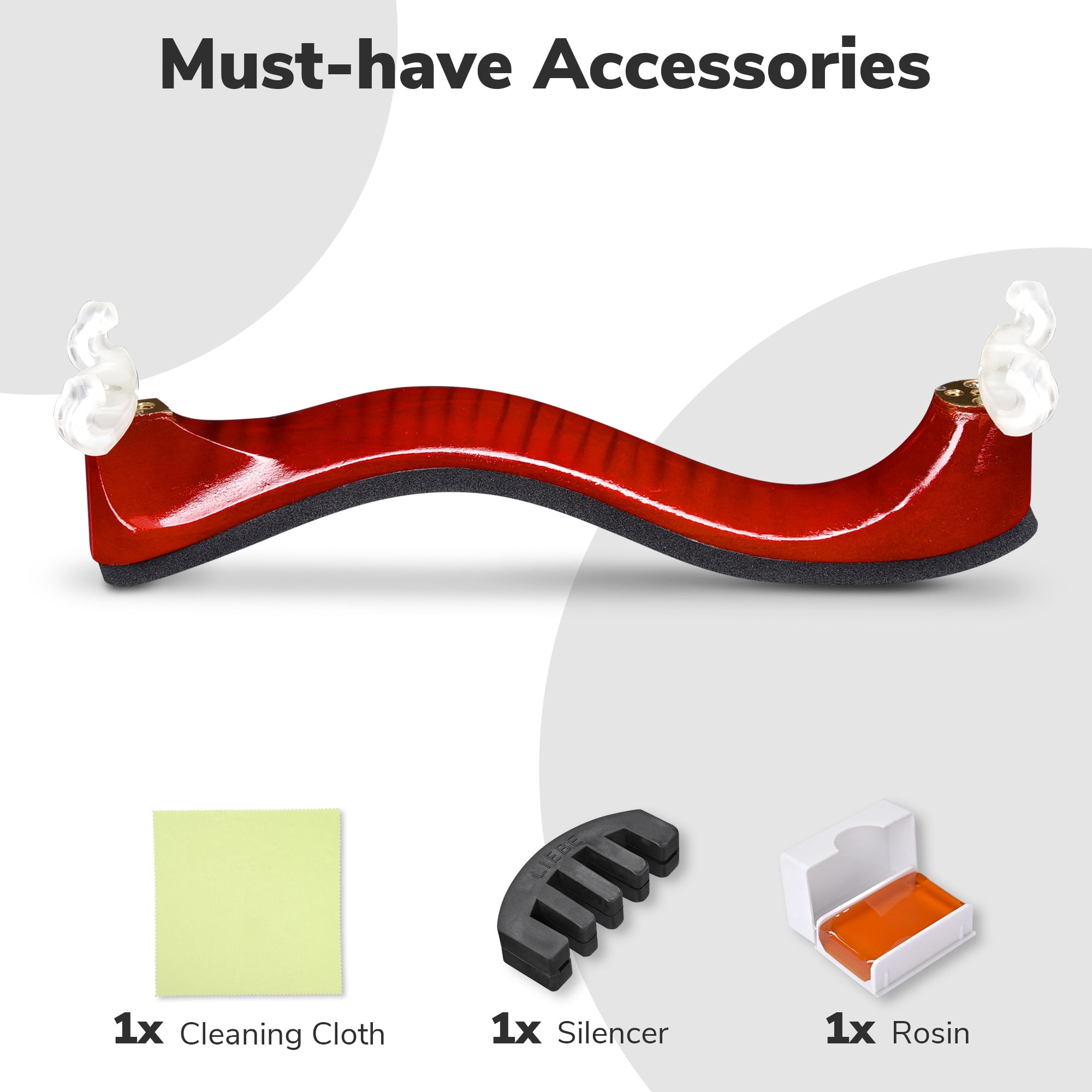 Wooden Violin Shoulder Rest for 3/4 4/4 Violin with Practice Mute Adjustable Feet