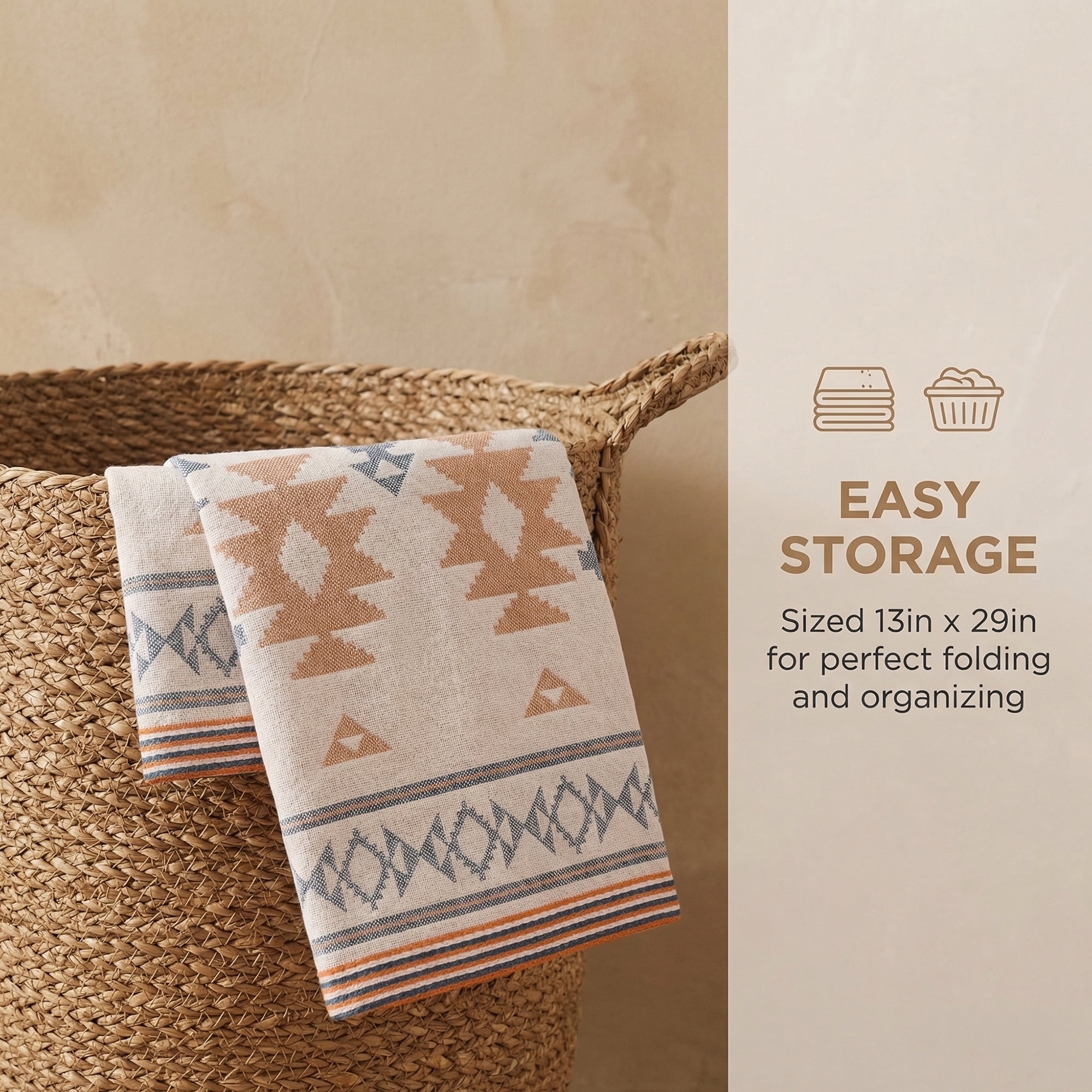 Unique Bargains Boho Cotton Cute Pattern Soft Absorbent Towel Blue 1pc