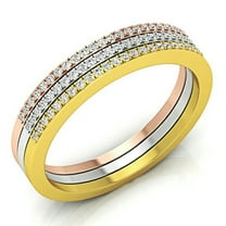 0.20 Carat (ctw) 18K White Yellow & Rose Gold Round Cut Diamond Ladies 3 Tone Stackable Anniversary Wedding Contour Band