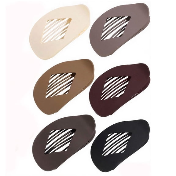DUAIU 6-Piece Hair Clips Set - Large Flat & Oval Claw Clips for Women/Girls | Non-Slip Strong Hold Barrettes for Thick/Medium/Thin Hair | Duck Bill Neutral Color Hair Accessories