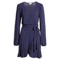 thumbnail image 4 of Women's Bp. Long Sleeve Wrap Minidress, Size XX-Small - Blue, 4 of 4