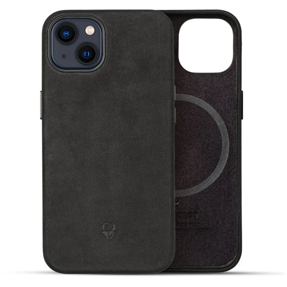 DONBOLSO Vintage Black Leather iPhone 14 Pro Max Case - MagSafe Compatible - Lip Screen Protection - Elegant Soft Grip - Strong Magnetic - Size 14