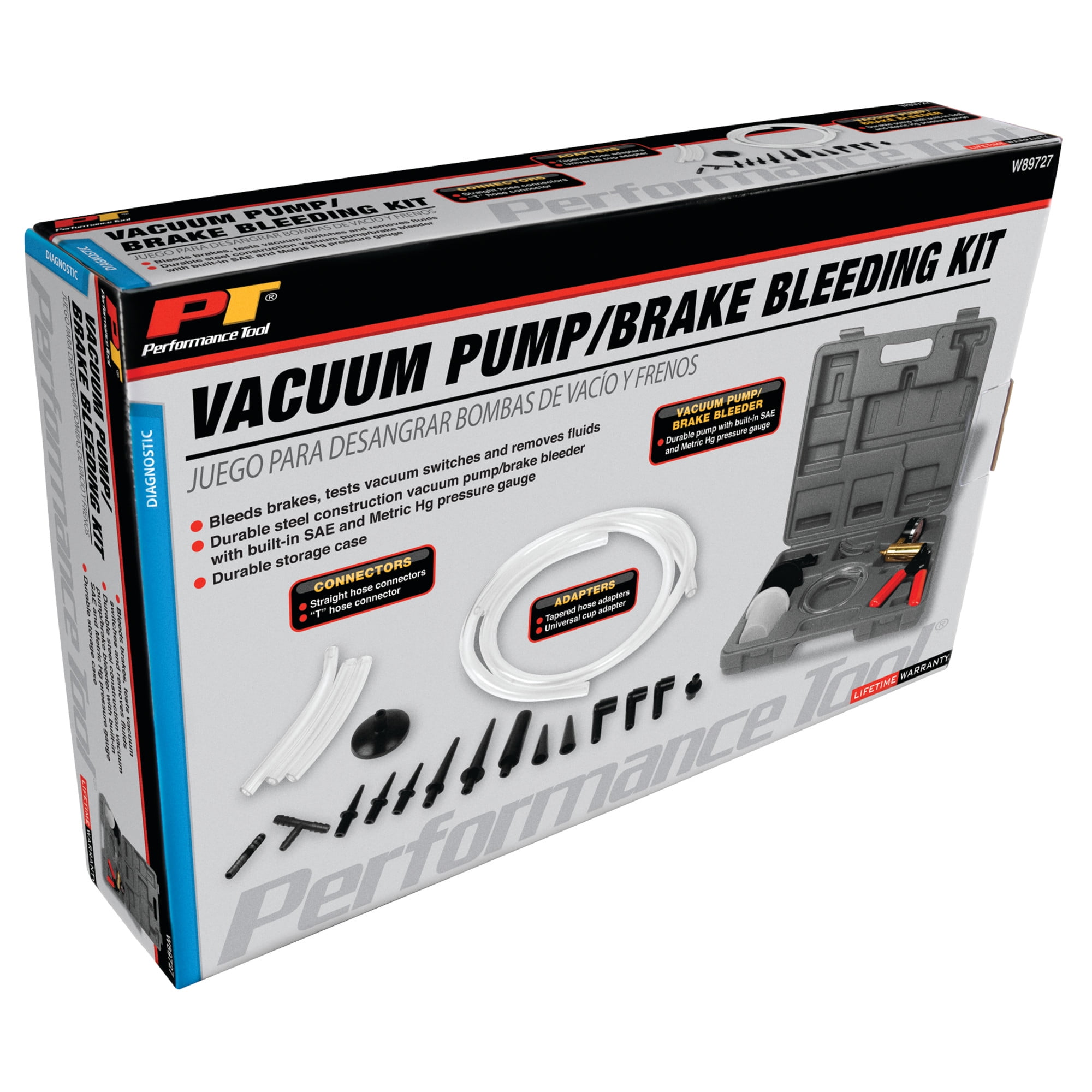 Performance Tool W89727 Automotive Vacuum Pump Kit & Brake Bleeder Kit