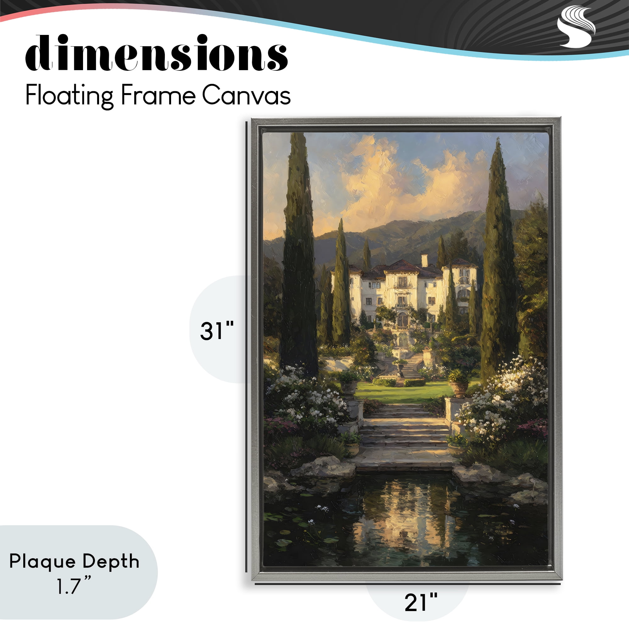 Stupell Industries Victorian Mansion at Sunset Gray Framed Floater Canvas Wall Art, design by Petal Prints Design