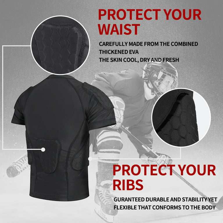  COOLOMG Youth Padded Shirt Chest Protector Shoulder Rib Heart  Sternum Guard for Football Baseball Basketball Lacrosse Black S : Sports &  Outdoors
