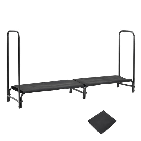 Estante para leña multiusos exterior e interior – Estructura metálica antioxidante con funda impermeable Oxford y cremallera
