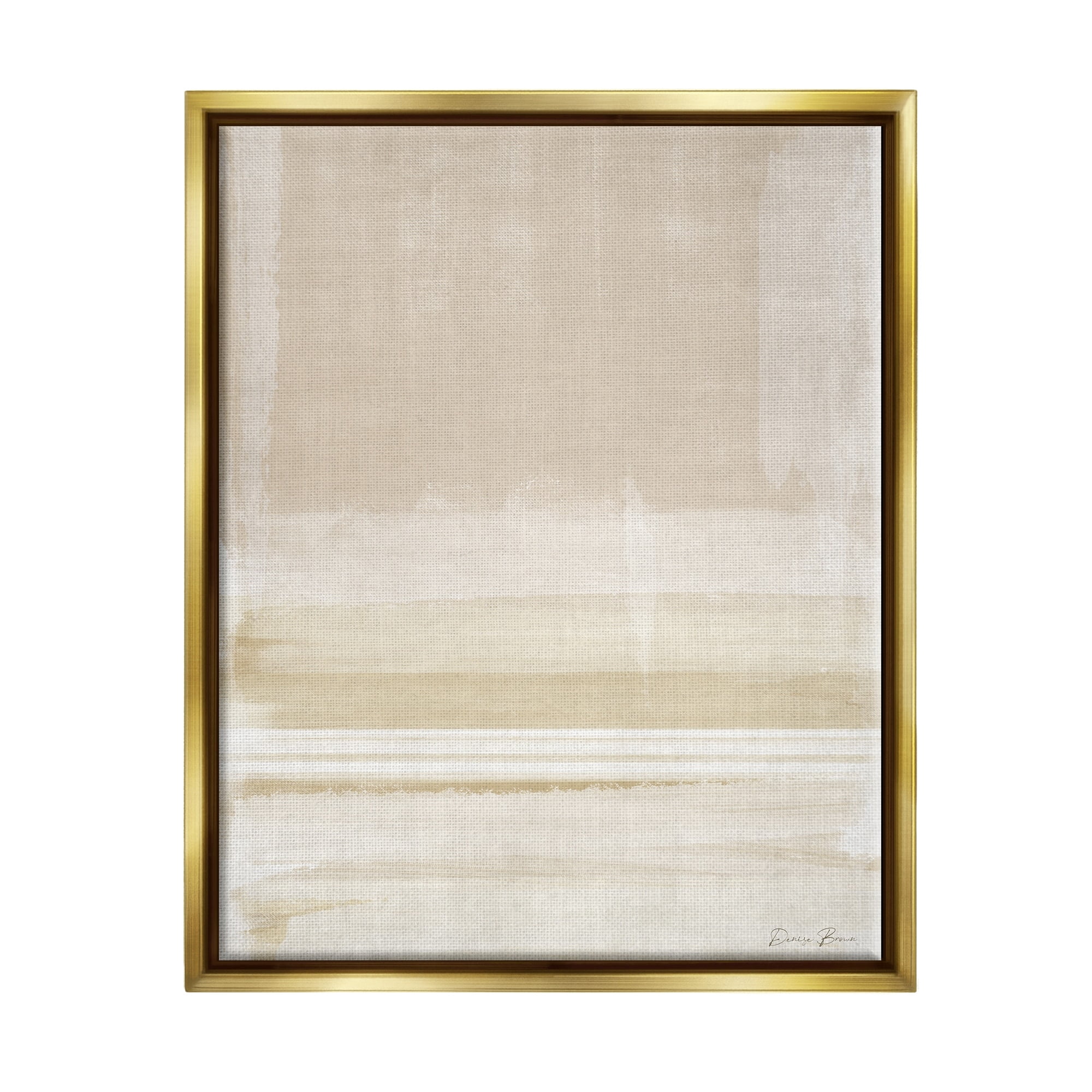 Stupell Industries Abstract Simple Neutral Tones Watercolor Collage Metallic Gold Framed Floating Canvas Wall Art, 16x20, by Denise Brown