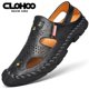 thumbnail image 1 of Sandalias de cuero para hombre, costuras duraderas hechas a mano, zapatos antideslizantes para uso en interiores/exteriores/playa, 1 of 4