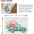 thumbnail image 4 of Turquoise Truck Placemats Set of 4 Spring Flowers Place Mats Washable for Kitchen Dining Table Heat Resistant Decorative Colth Table Mats 12x18 Inch, 4 of 6