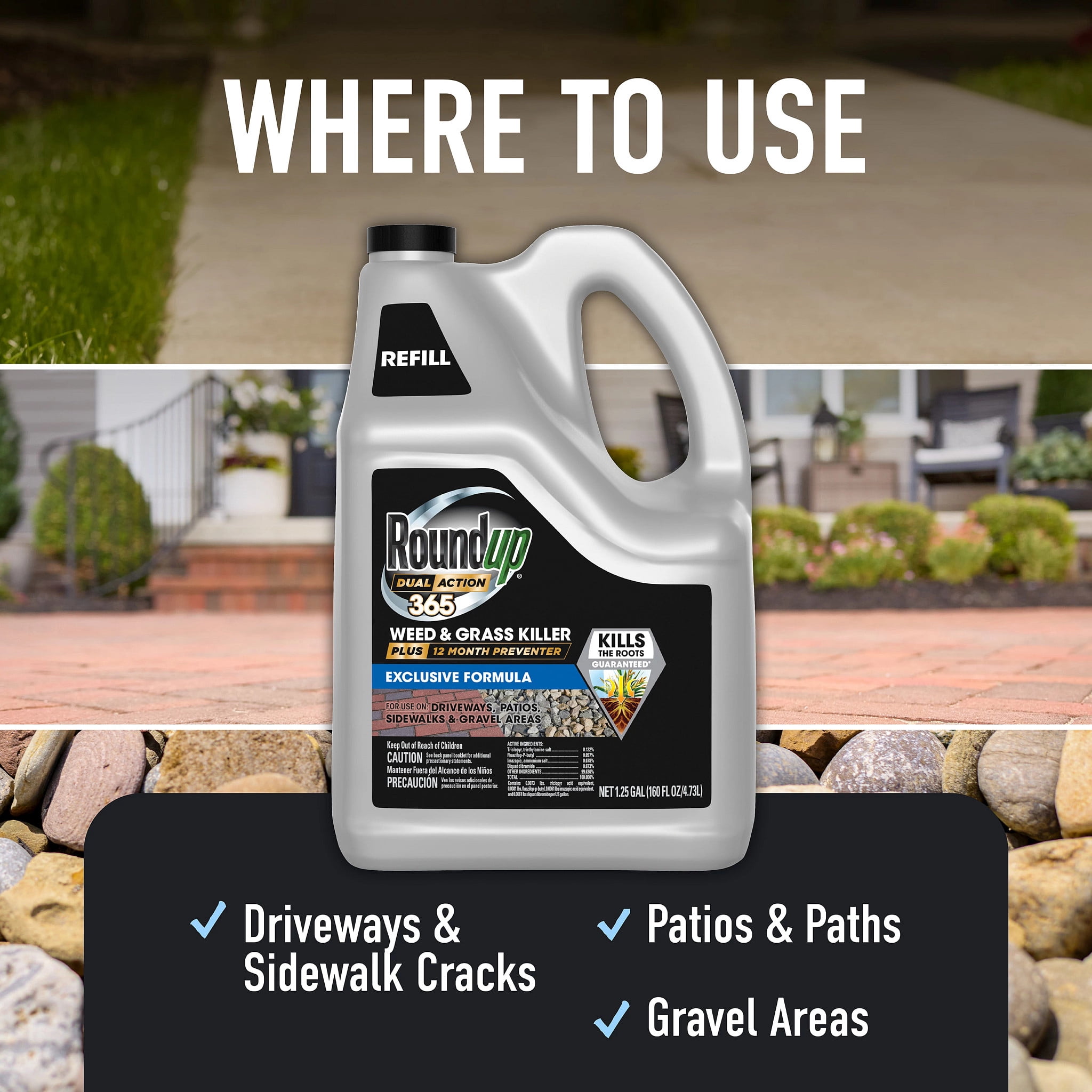 Roundup Dual Action 365 Weed & Grass Killer Plus 12 Month Preventer Refill, 1.25 gal.