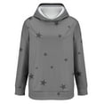 thumbnail image 5 of Women's Star Print Drawstring Hooded Sweatshirt with Pocket, Lightweight Oversized Long Sleeve Pullover Top, Casual Streetwear Fall Winter Comfort Wear, Aesthetic Soft Fleece Loungewear Grey L, 5 of 8