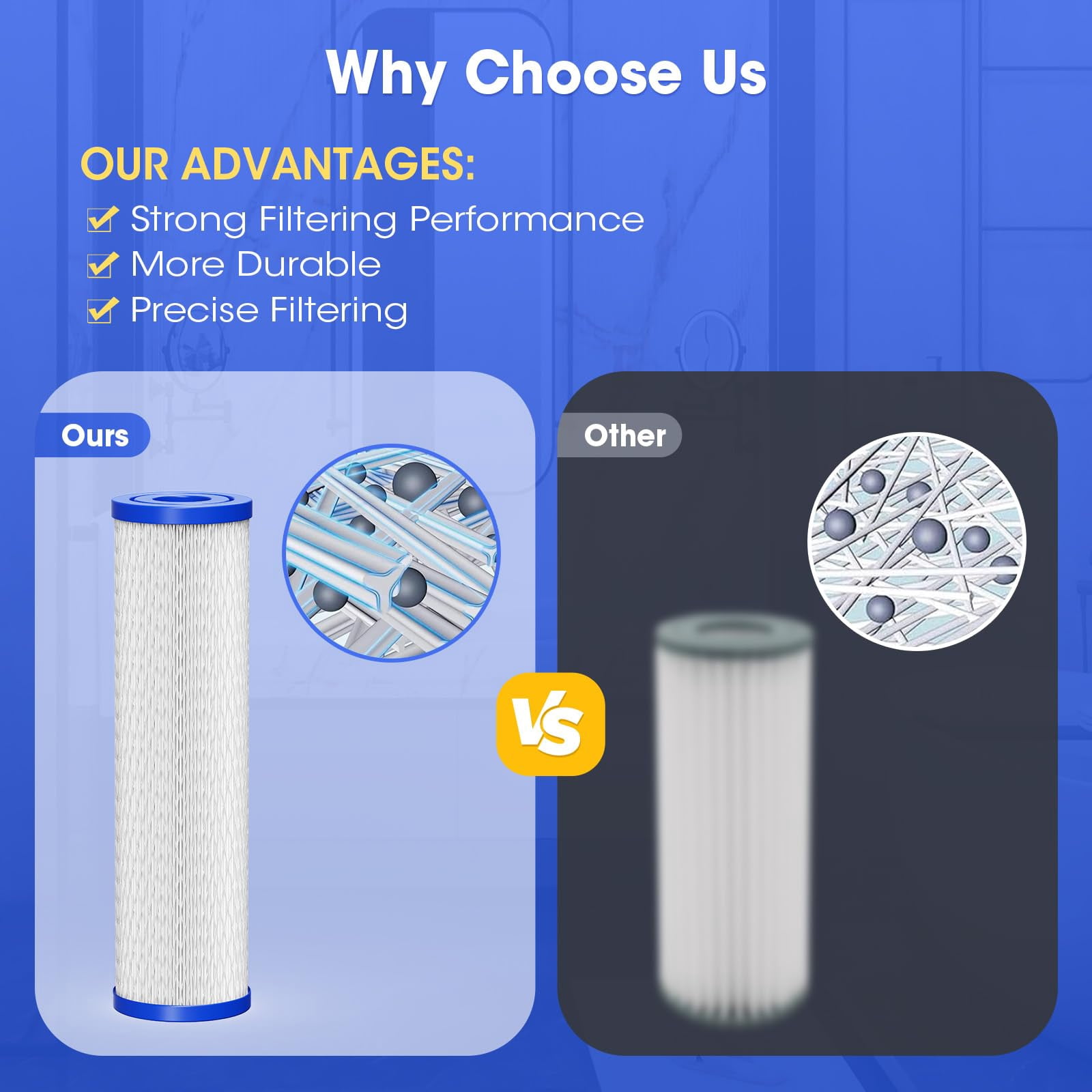 Cold Water Plug Filter Cartridge Filter Element 10"x2.5", 4 pcs 30 Micron Sedimentation Filters, Suitable for Cold Water Plug Pipes, Whole House Systems, Under Sink Systems, and Ice Bath Chillers