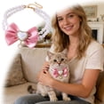 thumbnail image 2 of L-Medium Pet Pearl Collar with Bow, Adjustable Pearl Cat Necklace, Elegant Dog Bow Collar for Medium Cats & Small to Medium Dogs, Pet Photo Prop for Parties (Size/Colour as Pictured), 2 of 8
