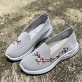 thumbnail image 3 of Loafers for Women Floral Embroidery Knit Msh Flat Walking Shoes Lightweight Casual Orthopedic Nursing Shoes Gray Size 8.5, 3 of 5