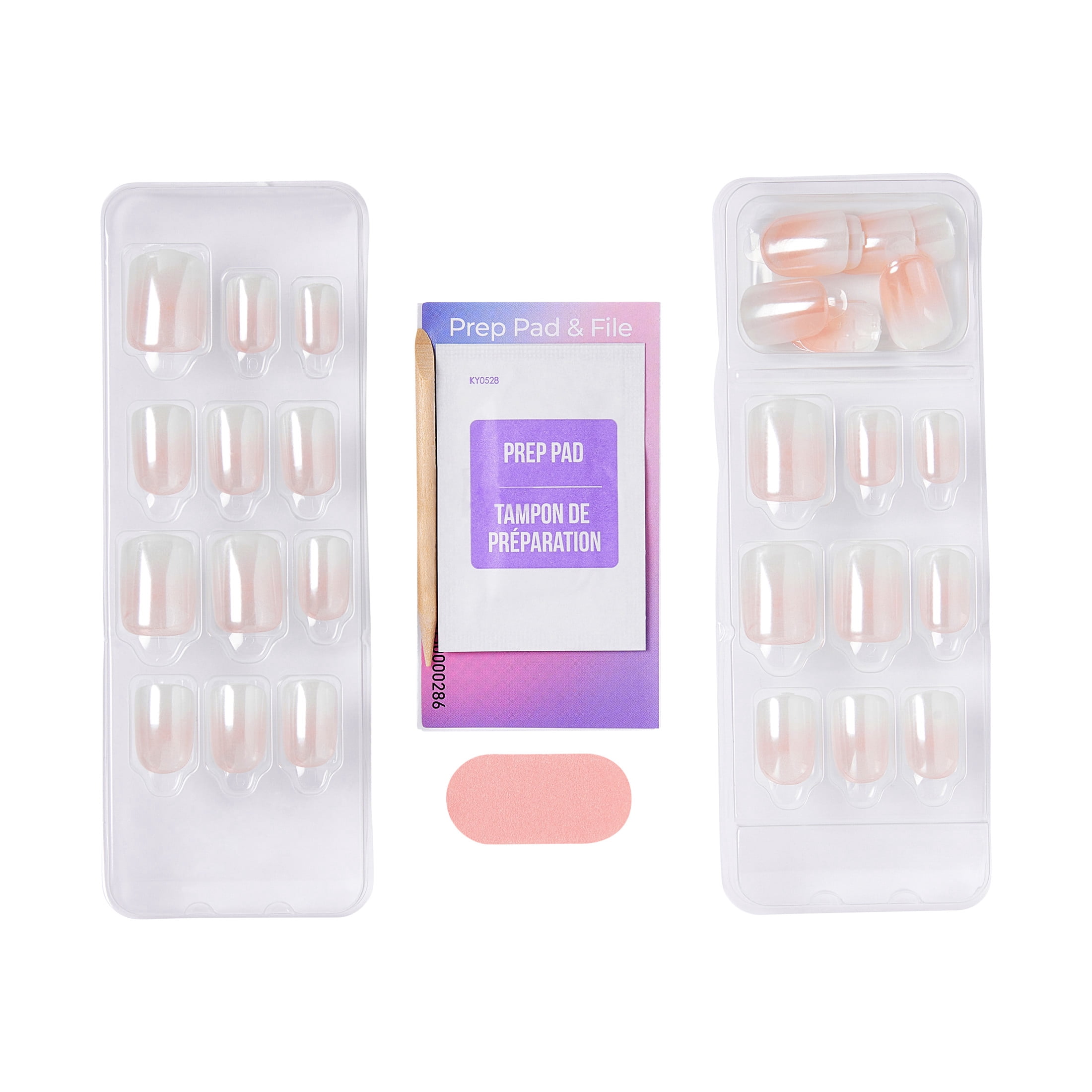 Kiss Impress Color FX  Short Square Oval Press on Nails, Pink, 30 Pieces