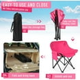 thumbnail image 4 of 2 Pack Compact Camping Chairs Portable Folding for Outside with Carry Bag Lightweight Moon Chairs for Travel Picnic Hiking Beach Fishing, 600D Oxford, Supports 330lbs(Pink), 4 of 14