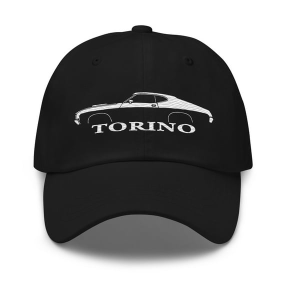 Silhouette 1972 Gran Torino Dad hat for Muscle car Owners Enthusiasts Automotive Cap (Black)