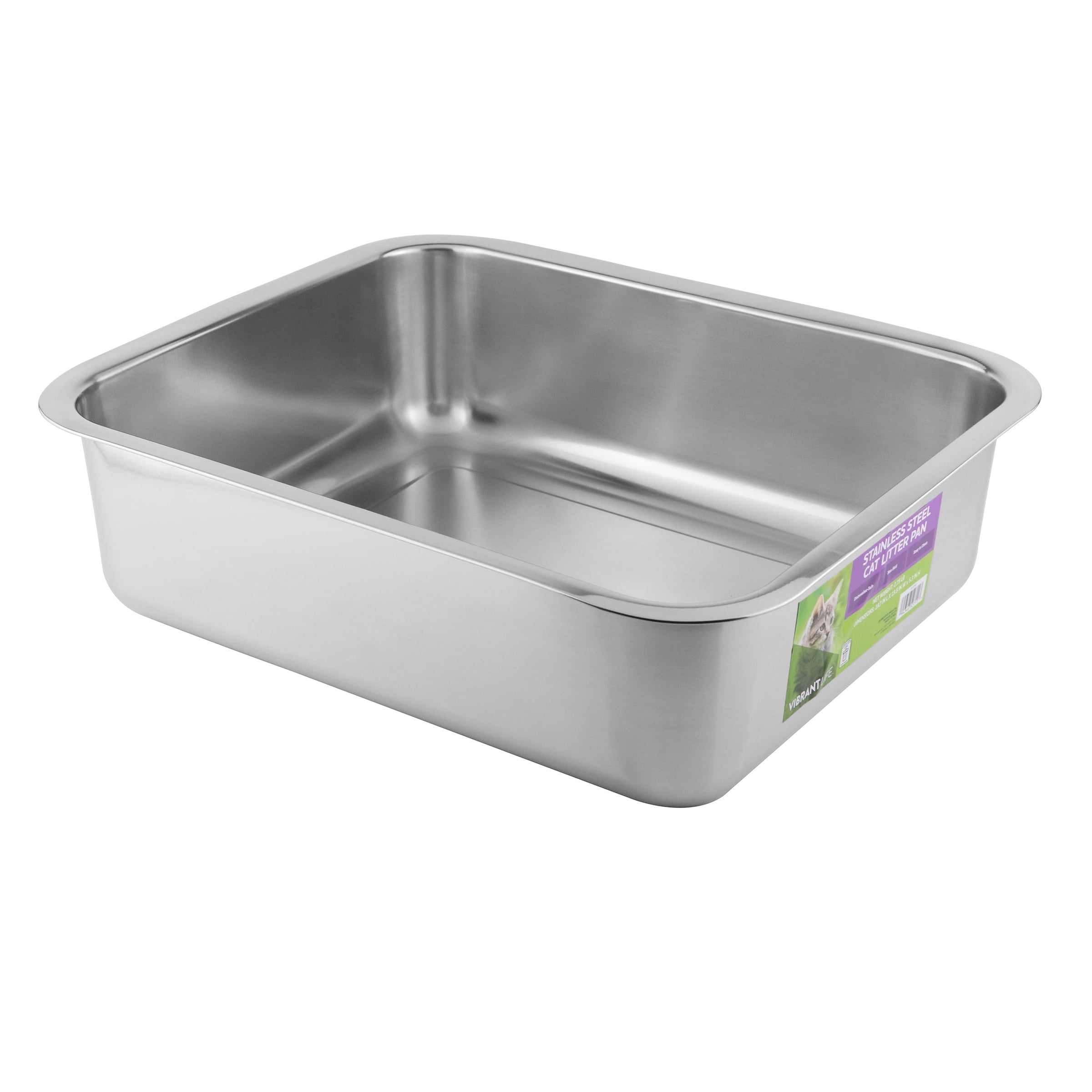Vibrant Life Stainless Steel Open Top Cat Litter Pan, 1 Count